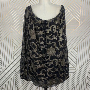 Retrofete‎ Black & Gold Embellished Off The Shoulder Top in Size US Medium